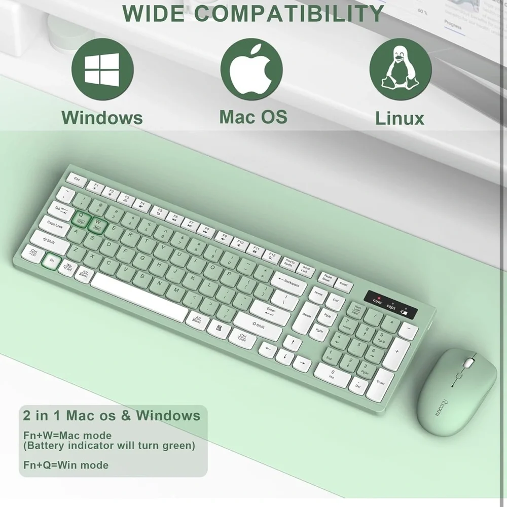 Wireless Keyboard and Mouse Combo, Full-Sized Wireless